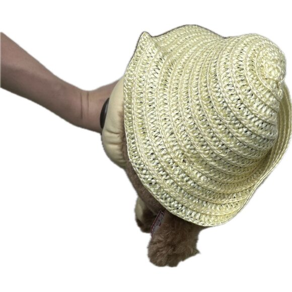 Vintage Dan Dee plush Bear Farmer Outfit Straw Hat Overalls NWT 16” - Picture 8 of 9